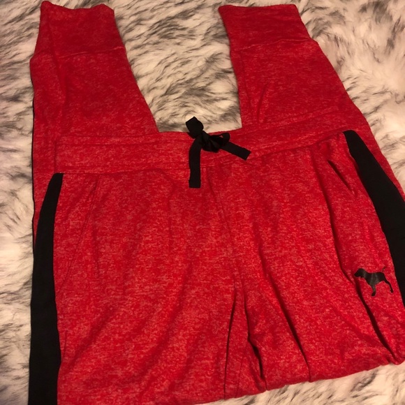 ❌SOLD❌VS PINK cozy red skinny Jogger Sweatpants - Picture 2 of 2